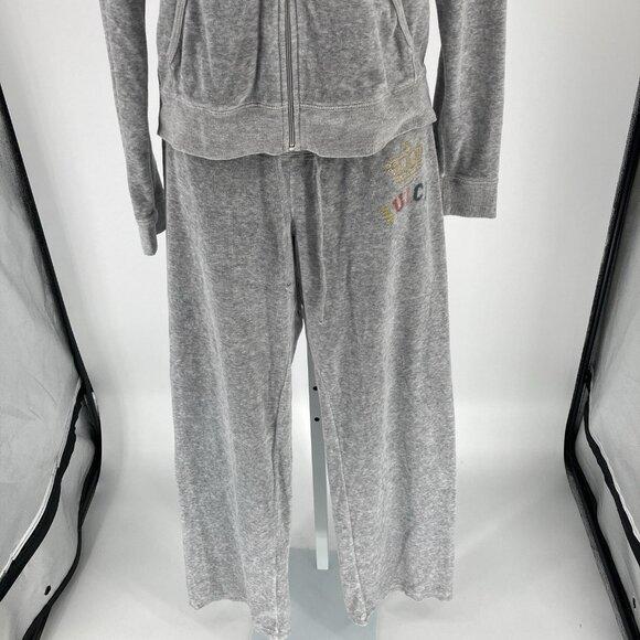 Vintage Y2K Juicy Couture Tracksuit Set Sz Medium Large Gray Pants Zip Up Jacket - Picture 3 of 16